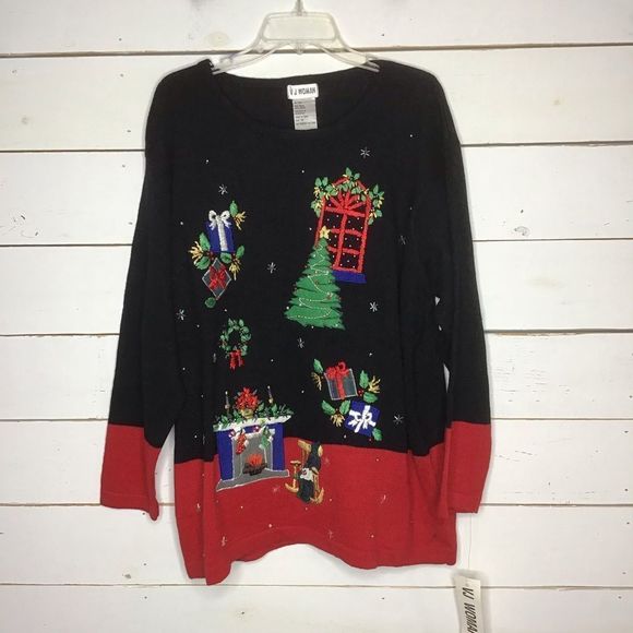 New VJ Woman Christmas Sweater Long Sleeve Tree - Picture 1 of 12